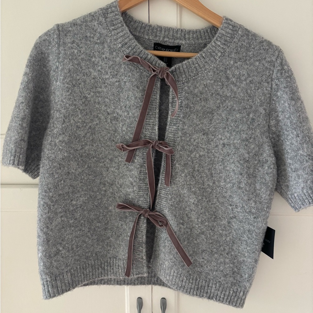 Cynthia Rowley Gray Knit Sweater with Bows
